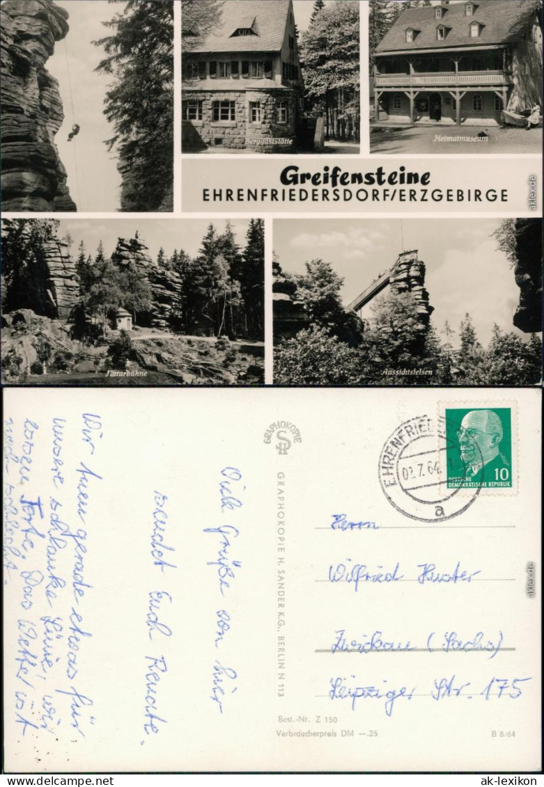 Ansichtskarte Ehrenfriedersdorf Greifensteine 1964 - Ehrenfriedersdorf