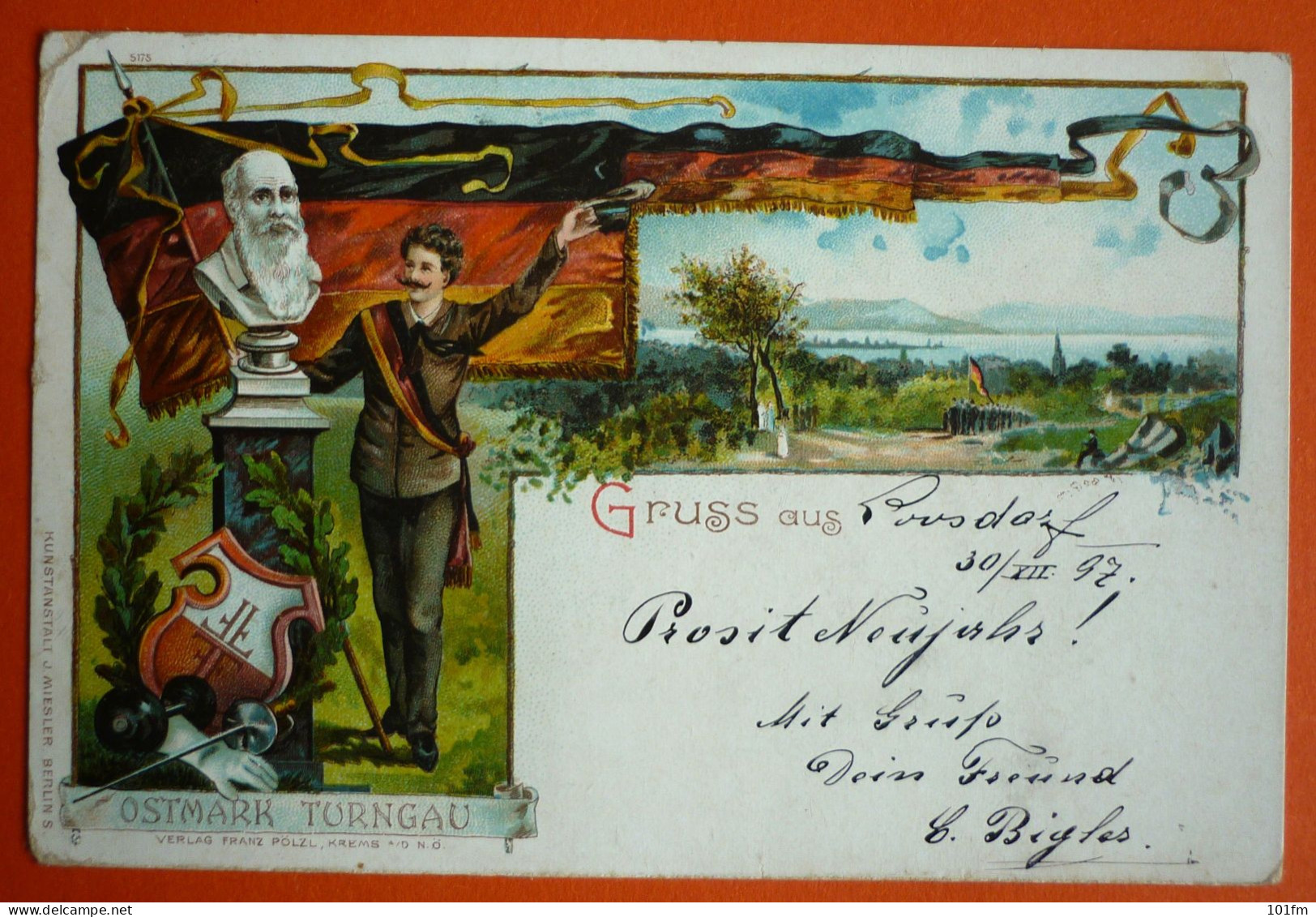 GERMANY - BAYERN, GRUSS AUS PROSDORF, OLD LITHO 1898 - Cham