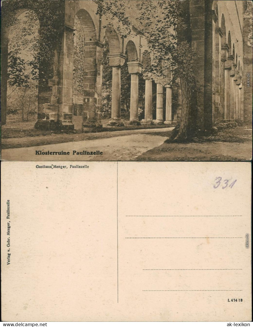 Ansichtskarte Paulinzella-Stadtilm Klosterruine Paulinzella 1918 - Stadtilm
