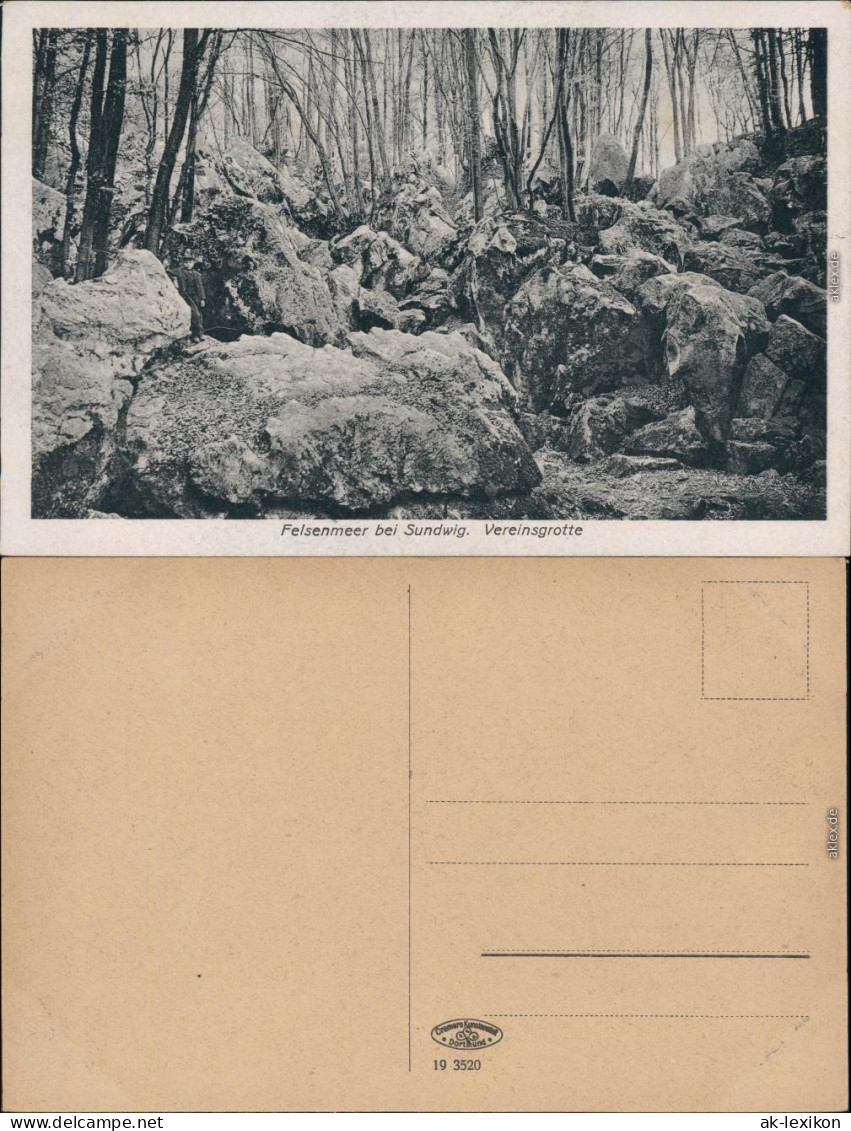 Ansichtskarte Hemer Felsenmeer, Vereinsgrotte 1919 - Hemer