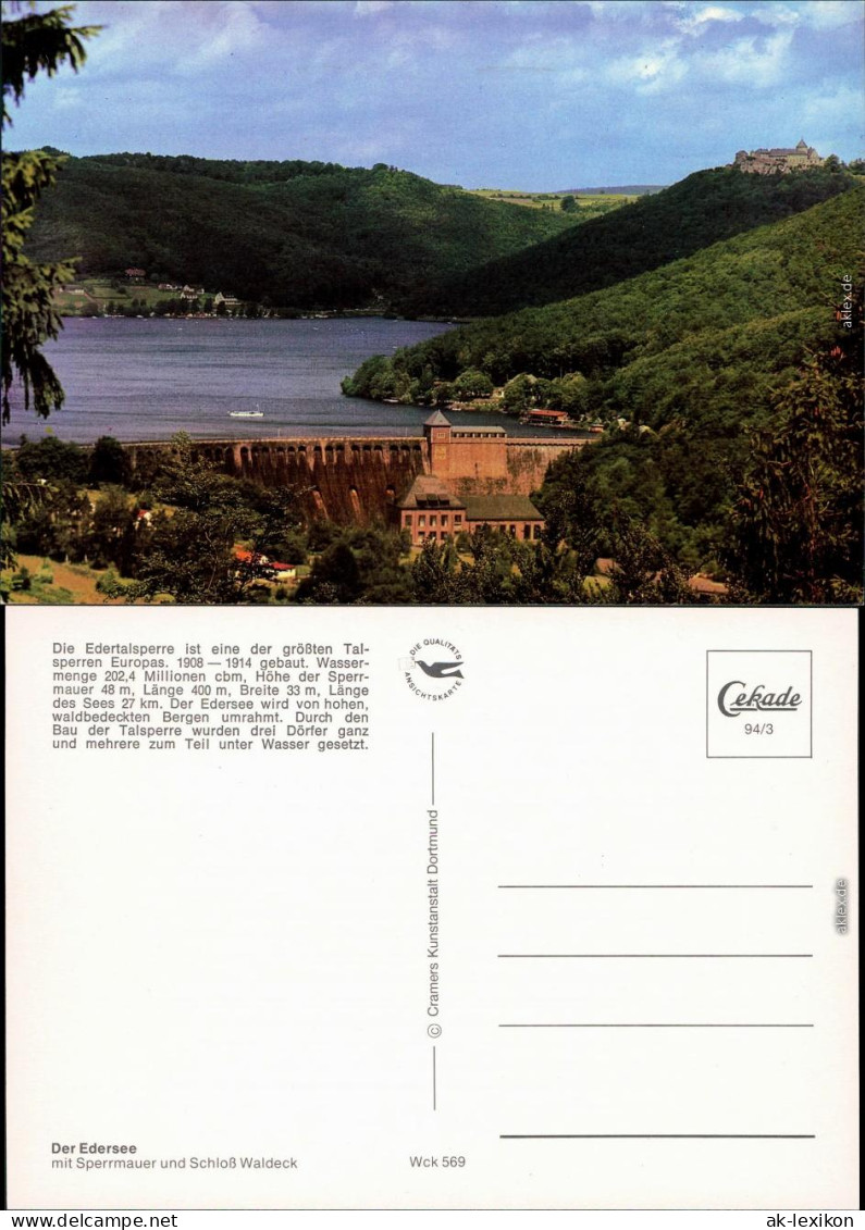 Ansichtskarte Asel-Vöhl Edertalsperre, Edersee, Schloß Waldeck 1970 - Waldeck