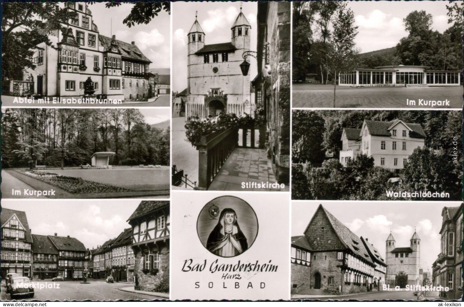 Bad Gandersheim Abtei, Brunnen  Waldschlößchen, Stiftskirche, Marktplatz 1964 - Bad Gandersheim