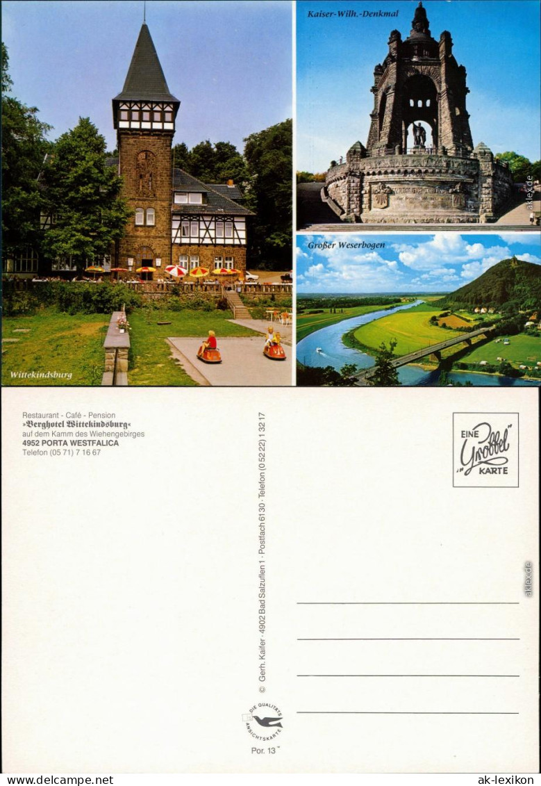 Porta Westfalica Wittekindsburg, Kaiser-Wilhelm-Denkmal, Großer Weserbogen 1985 - Porta Westfalica