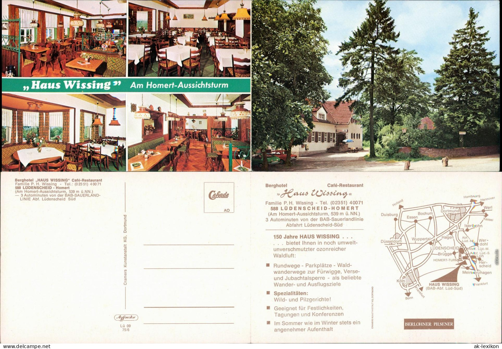 Ansichtskarte Lüdenscheid Berghotel Und Gaststätte "Haus Wissing" 1975 - Luedenscheid