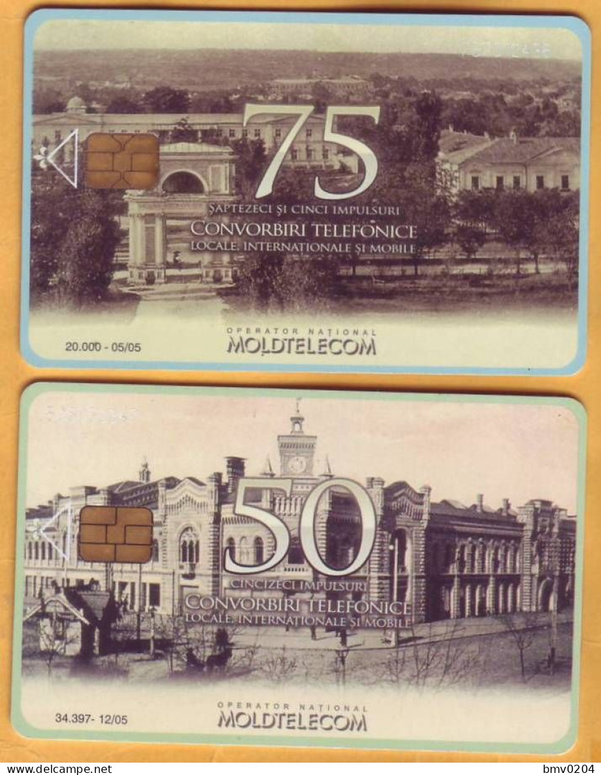 2005  Moldova Moldavie Moldau Used 75,100 Pulses Telephone 2 Cards - Moldavie