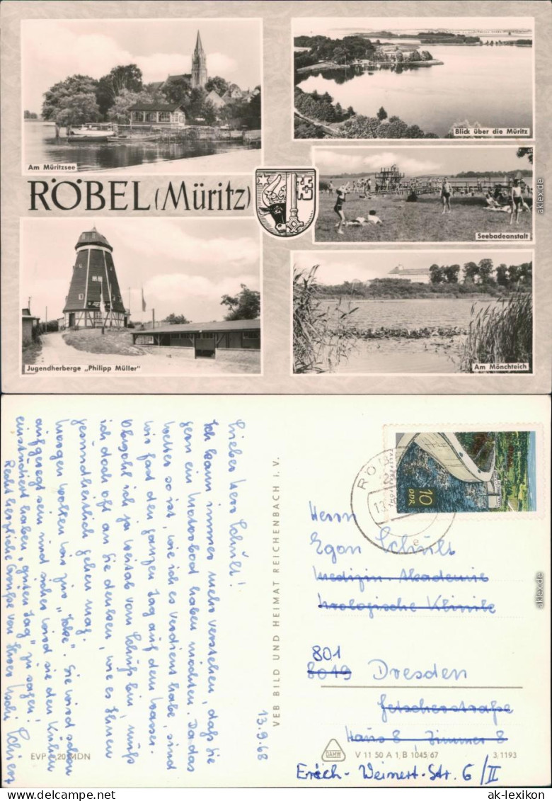 Röbel/Müritz Müritzsee, Jugendherberge, Seebadeanstalt, Mönchteich 1967 - Röbel