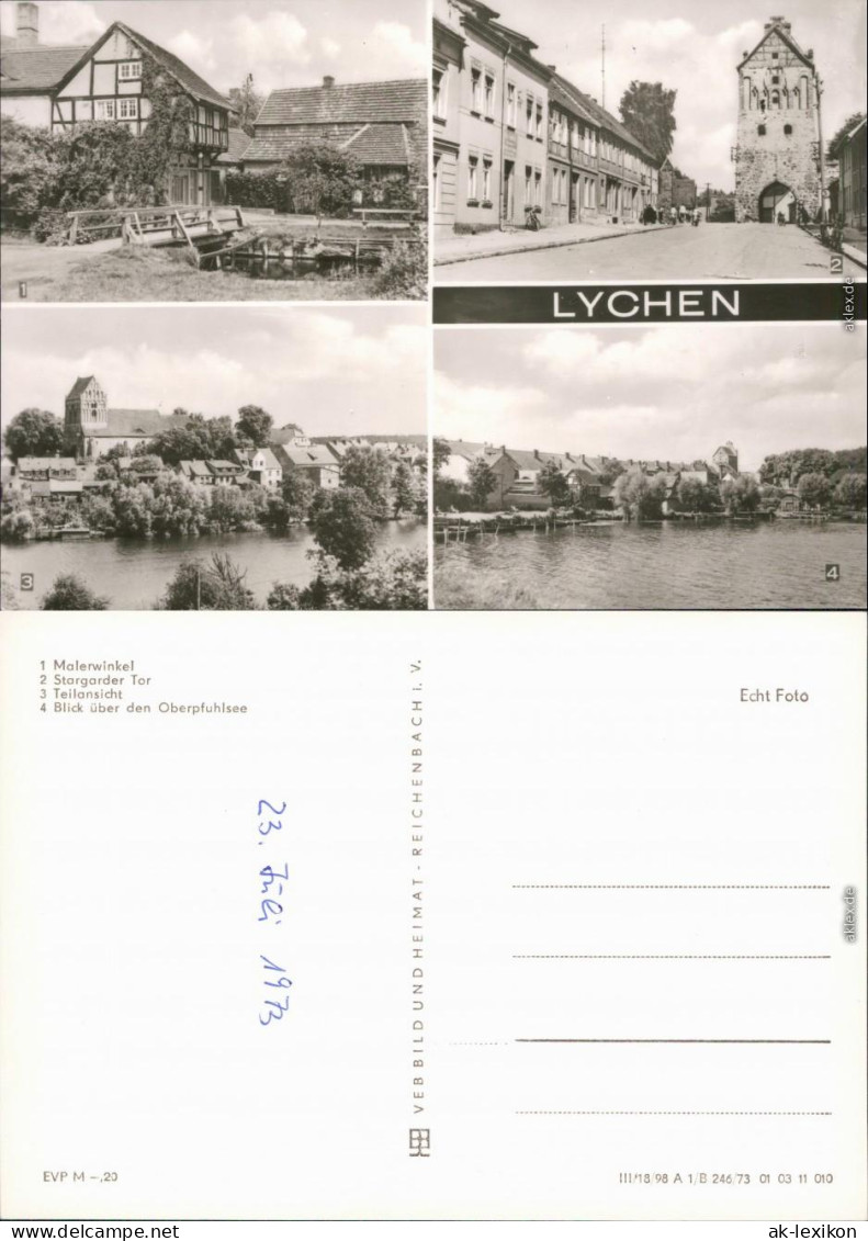Lychen Malerwinkel, Stargarder Tor, Teilansicht, Oberpfuhlsee 1973 - Lychen