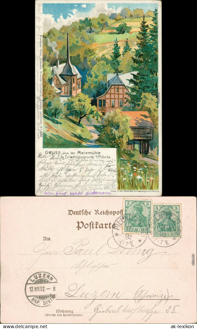 Ansichtskarte Pillnitz Meixmühle Künstlerkarte 1902 - Pillnitz