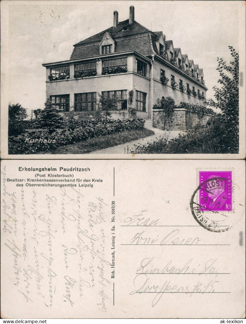 Ansichtskarte Klosterbuch-Leisnig Erholungsheim Paudritzsch 1929 - Leisnig