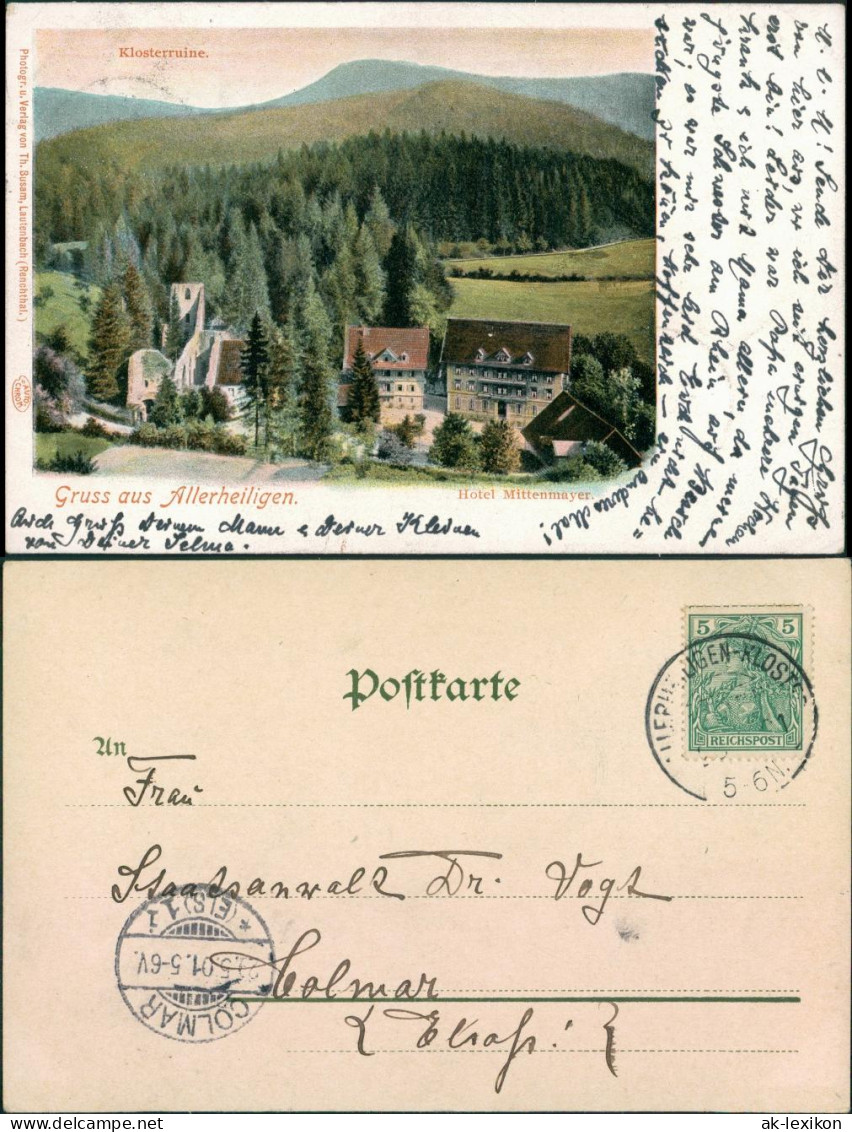 Ansichtskarte Oppenau Hotel Mittenmayer - Allerheiligen 1901  - Oppenau