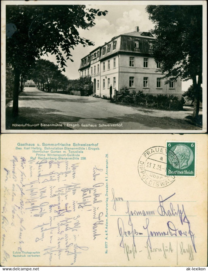 Ansichtskarte Rechenberg-Bienenmühle Gasthaus Schweizerhof 1935  - Rechenberg-Bienenmühle