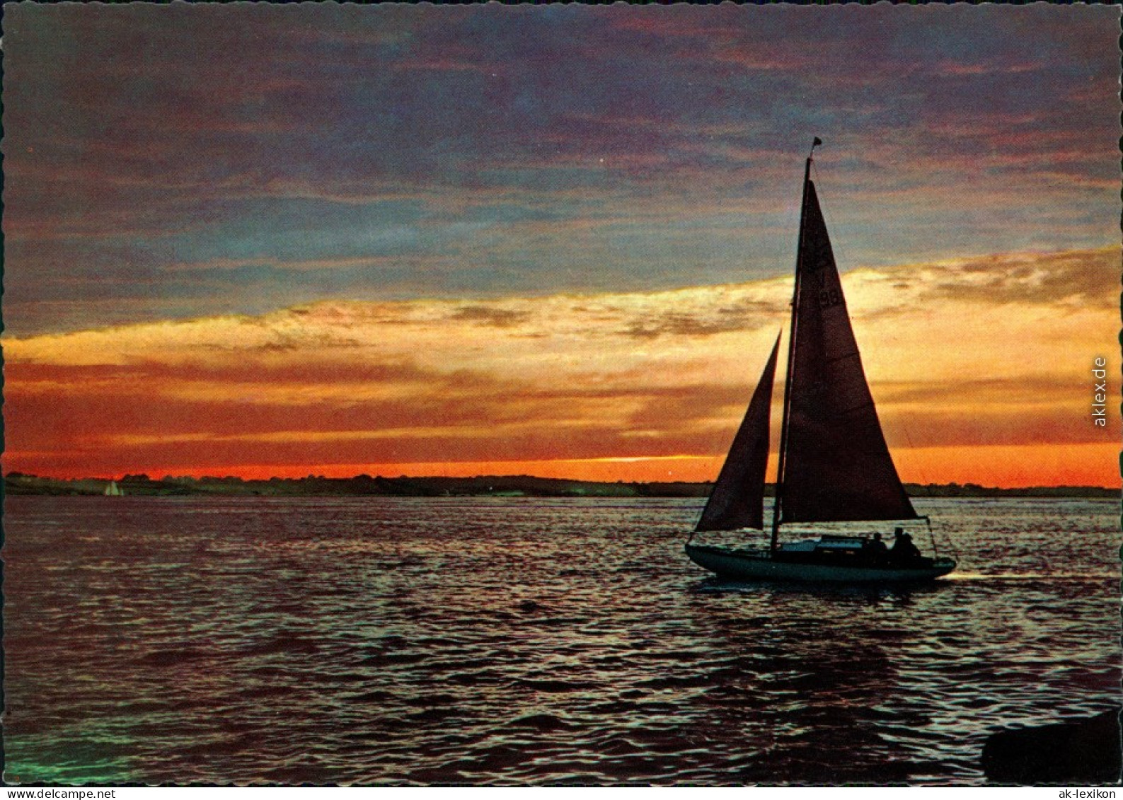 Ansichtskarte Chiemsee Sonnenuntergang Am Chiemsee, Segelboot 1985 - Chiemgauer Alpen