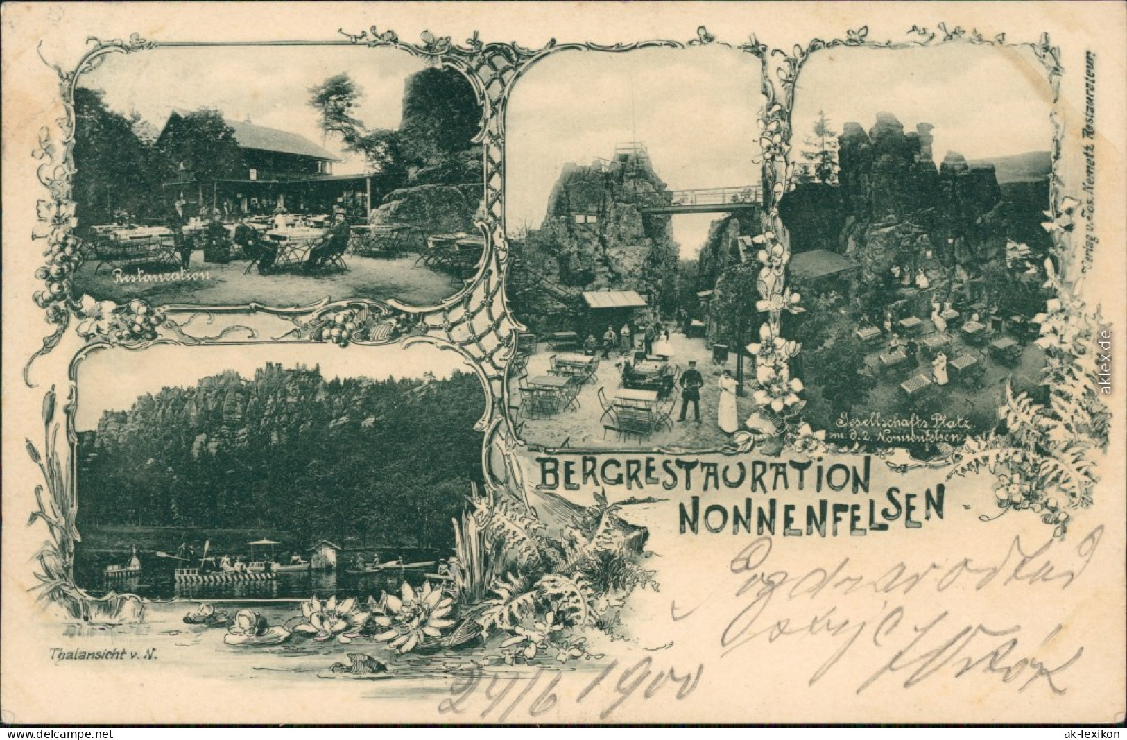 Ansichtskarte Jonsdorf 4 Bild: Restauration Nonnenfelsen 1898  - Jonsdorf