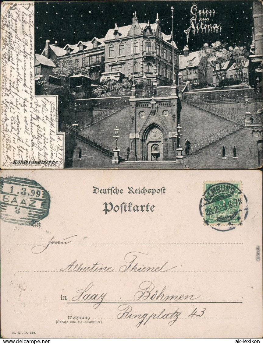 Ansichtskarte Altona-Hamburg Partie In Der Stadt Im Winter Bei Nacht 1899  - Altona