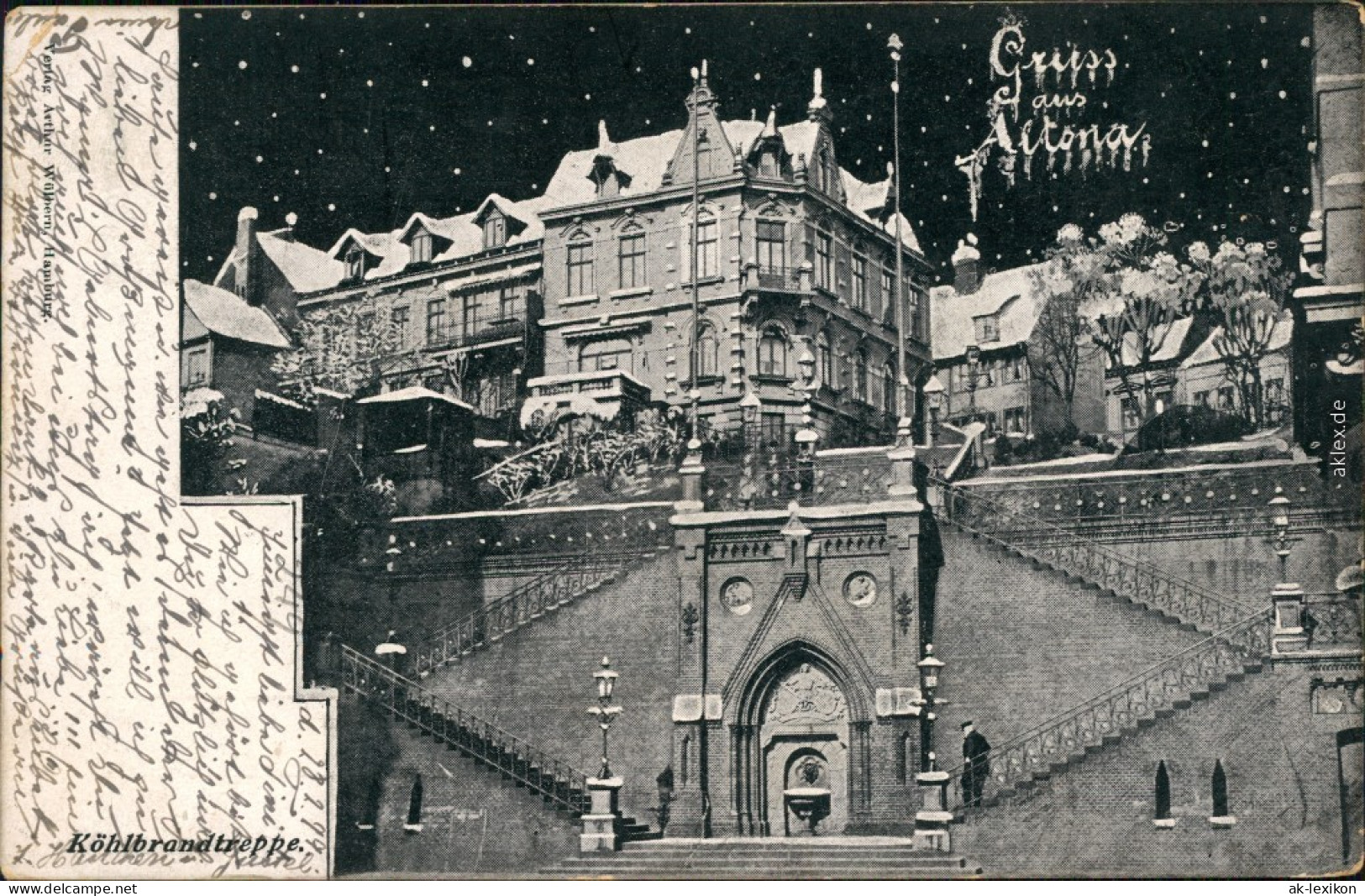 Ansichtskarte Altona-Hamburg Partie In Der Stadt Im Winter Bei Nacht 1899  - Altona