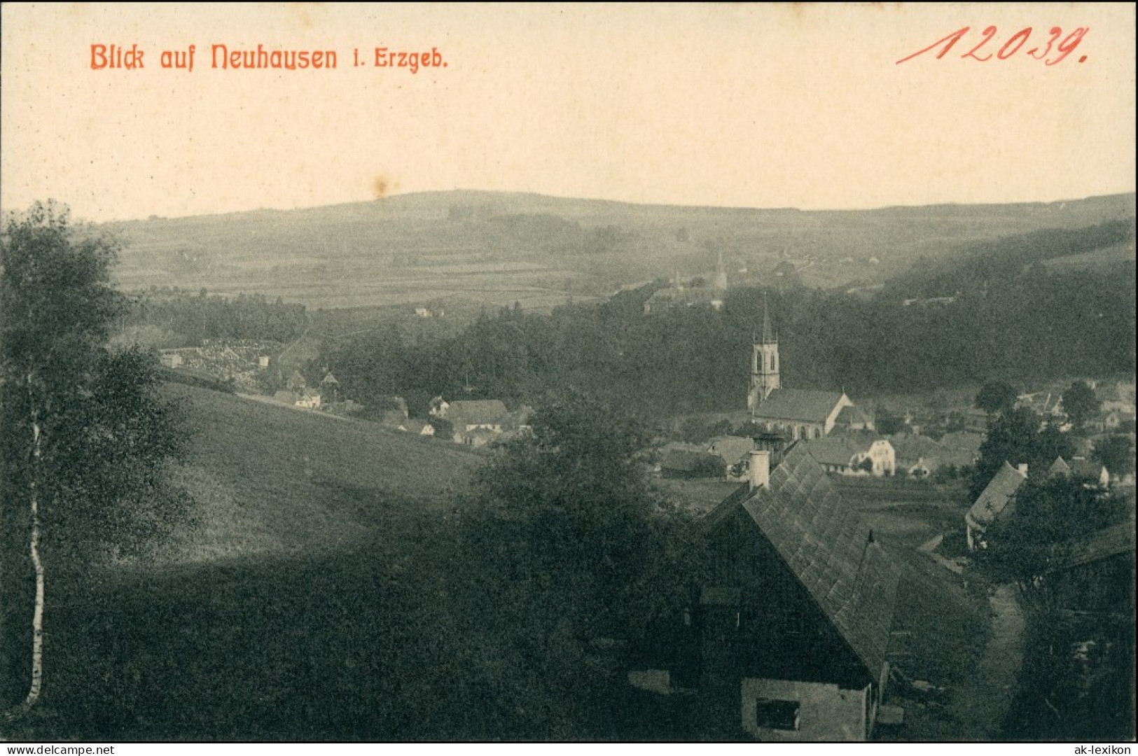 Ansichtskarte Neuhausen (Erzgebirge) Blick Auf Den Ort 1920 - Neuhausen (Erzgeb.)