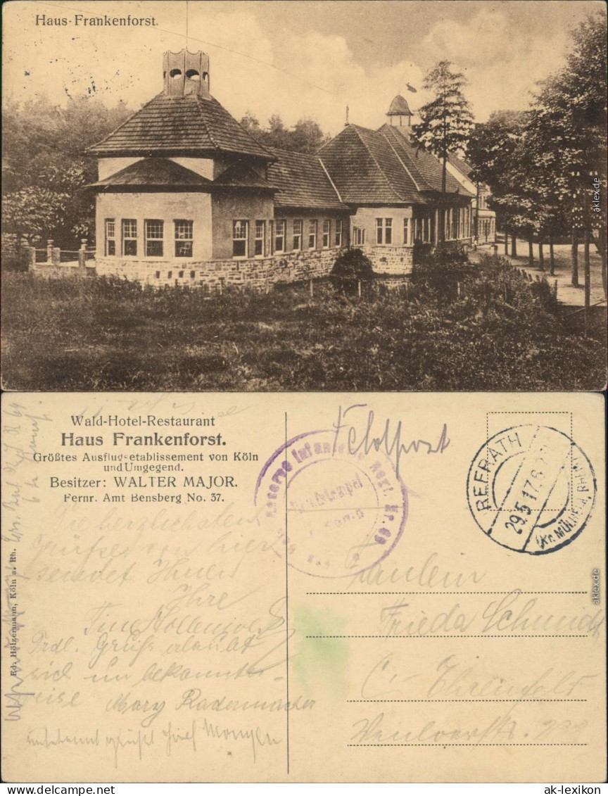 Ansichtskarte Bensberg-Bergisch Gladbach Haus Frankenforst - Restaurant 1917  - Bergisch Gladbach