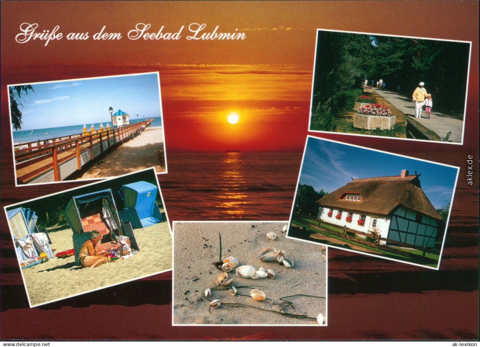Ansichtskarte Lubmin Seebrücke, Strand, Schilfhaus, Promenade, Ostsee 2000 - Lubmin