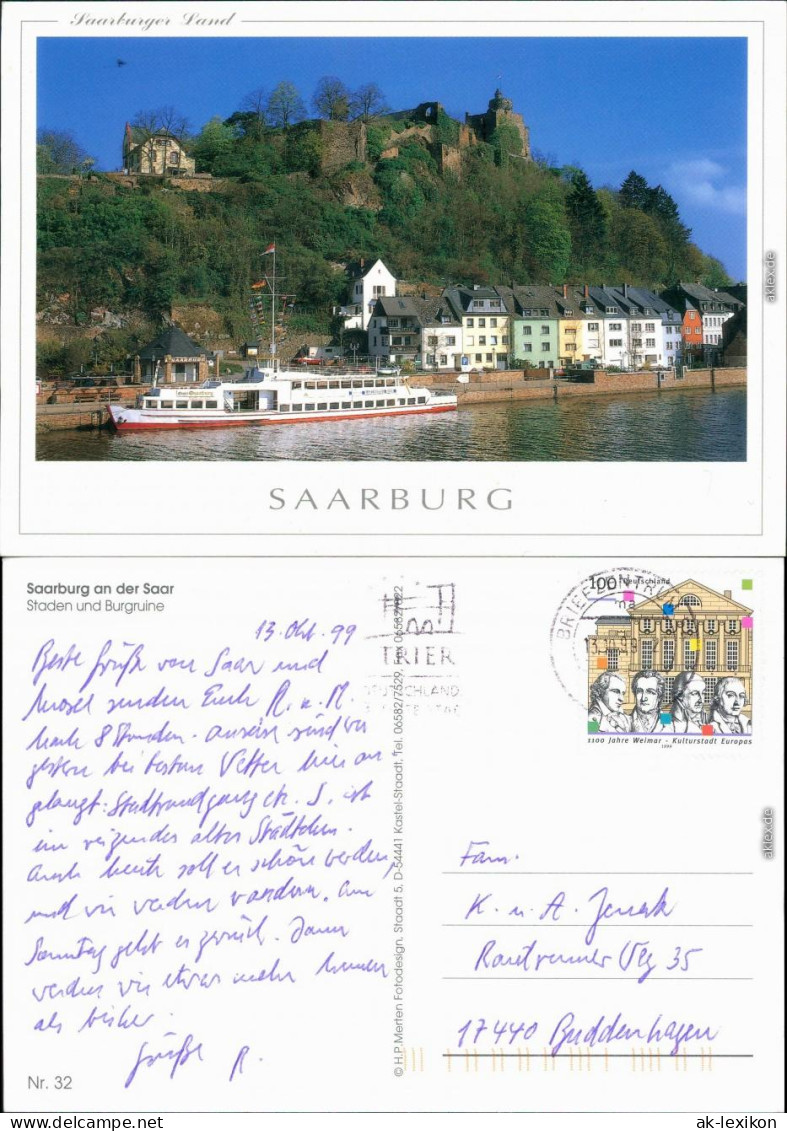 Ansichtskarte Saarburg Staden Und Burgruine, Fahrgastschiff 1999 - Saarburg