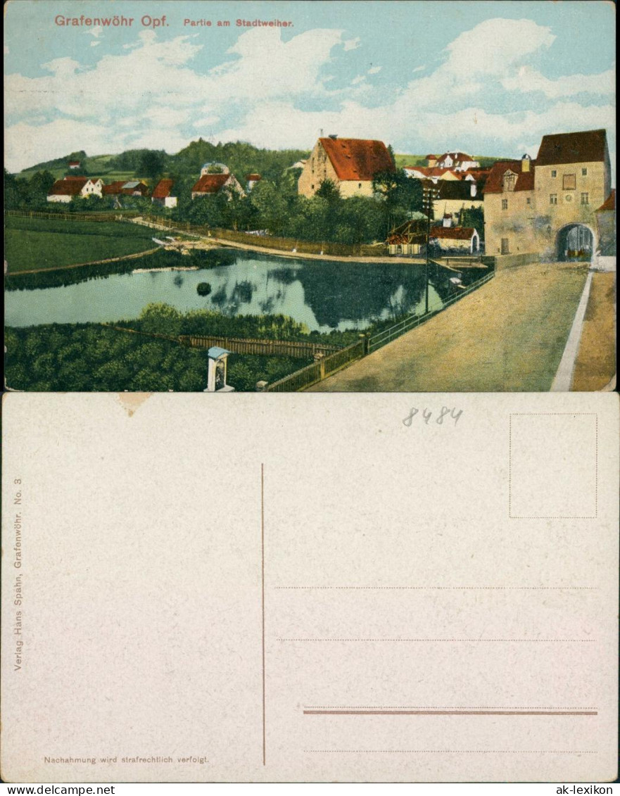 Ansichtskarte Grafenwöhr Straße - Partie Am Stadtweiher 1913  - Grafenwöhr