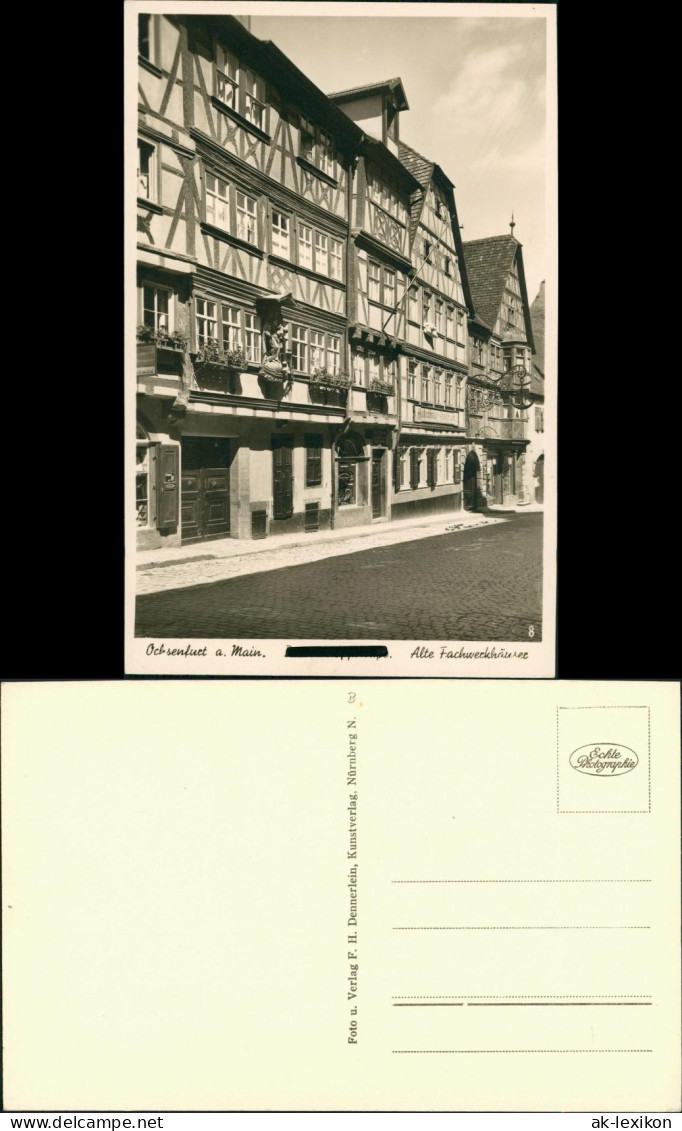 Ochsenfurt Alte Fachwerkhäuser, Strasse Mit Kopfsteinpflaster 1940 - Ochsenfurt