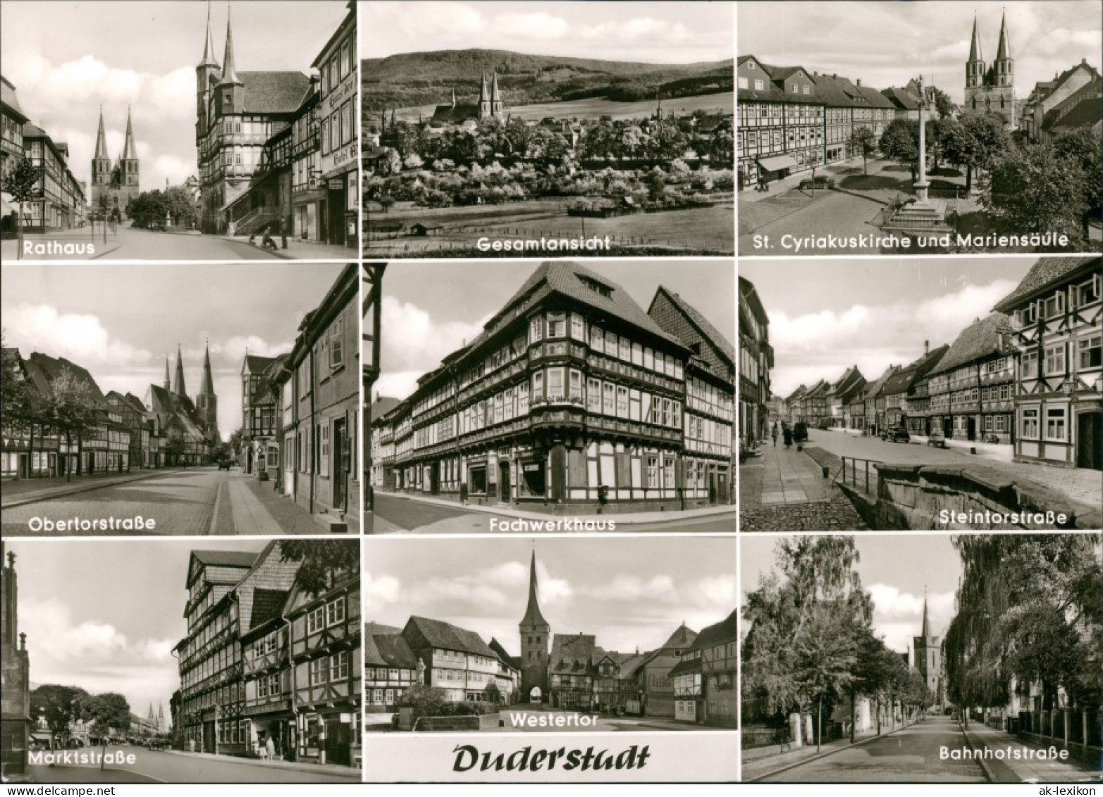 Duderstadt Mehrbild-AK Strassen, Fachwerkhaus, Kirche Mariensäule Uvm. 1965 - Duderstadt