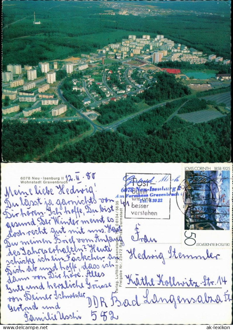 Ansichtskarte Neu-Isenburg Luftbild Wohnstadt Gravenbruch 1980 - Neu-Isenburg