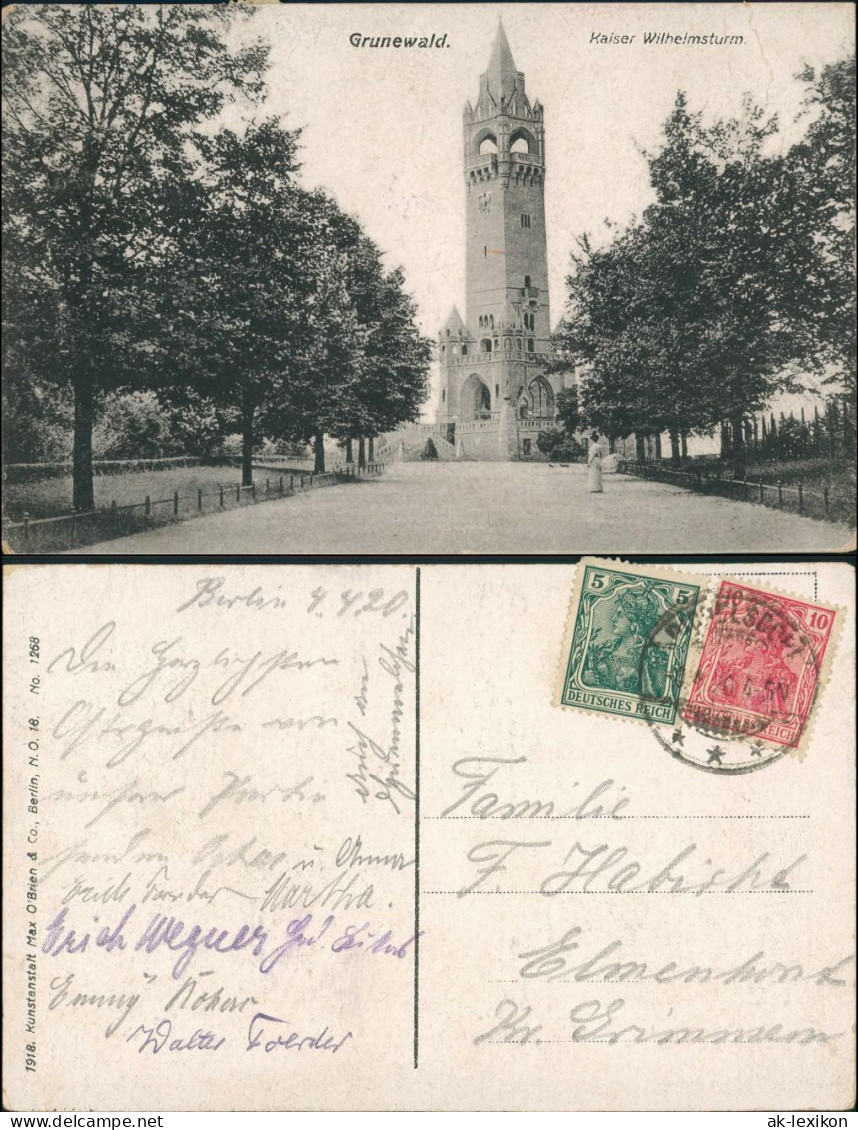 Ansichtskarte Grunewald-Berlin Grunewaldturm (Kaiser-Wilhelm-Turm) 1920 - Grunewald