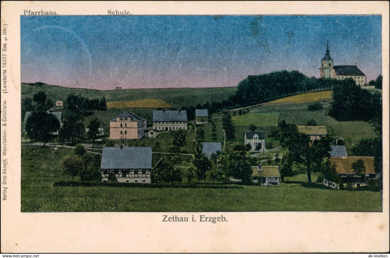 Ansichtskarte Zethau-Mulda (Erzgebirge) Effektkarte - Stadt 1908 Luna - Mulda (Erzgeb.)