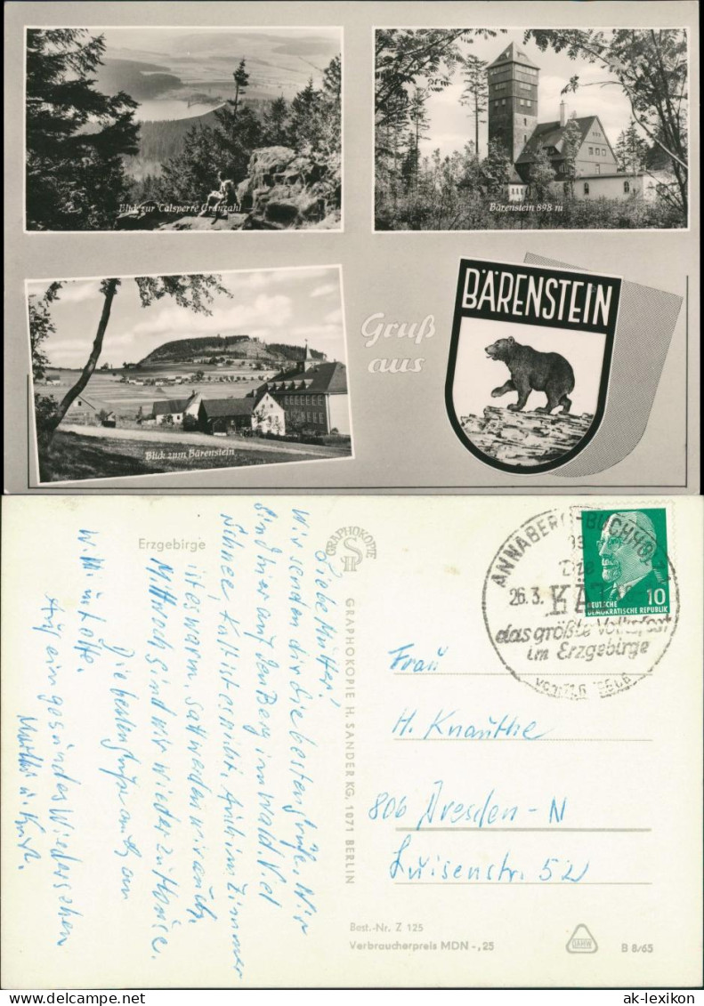 Bärenstein-Altenberg (Erzgebirge) DDR Mehrbild-AK  Talsperre Cranzahl  1965 - Baerenstein