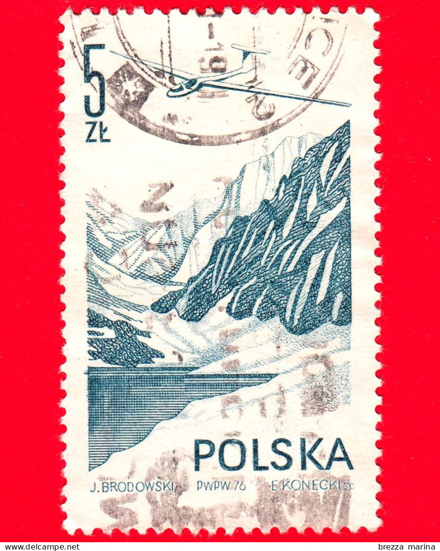 POLONIA - Usato - 1976 - Aereo - Aliante - Montagne - Paesaggi - Posta Aerea - Jantar Glider - 5 - Used Stamps