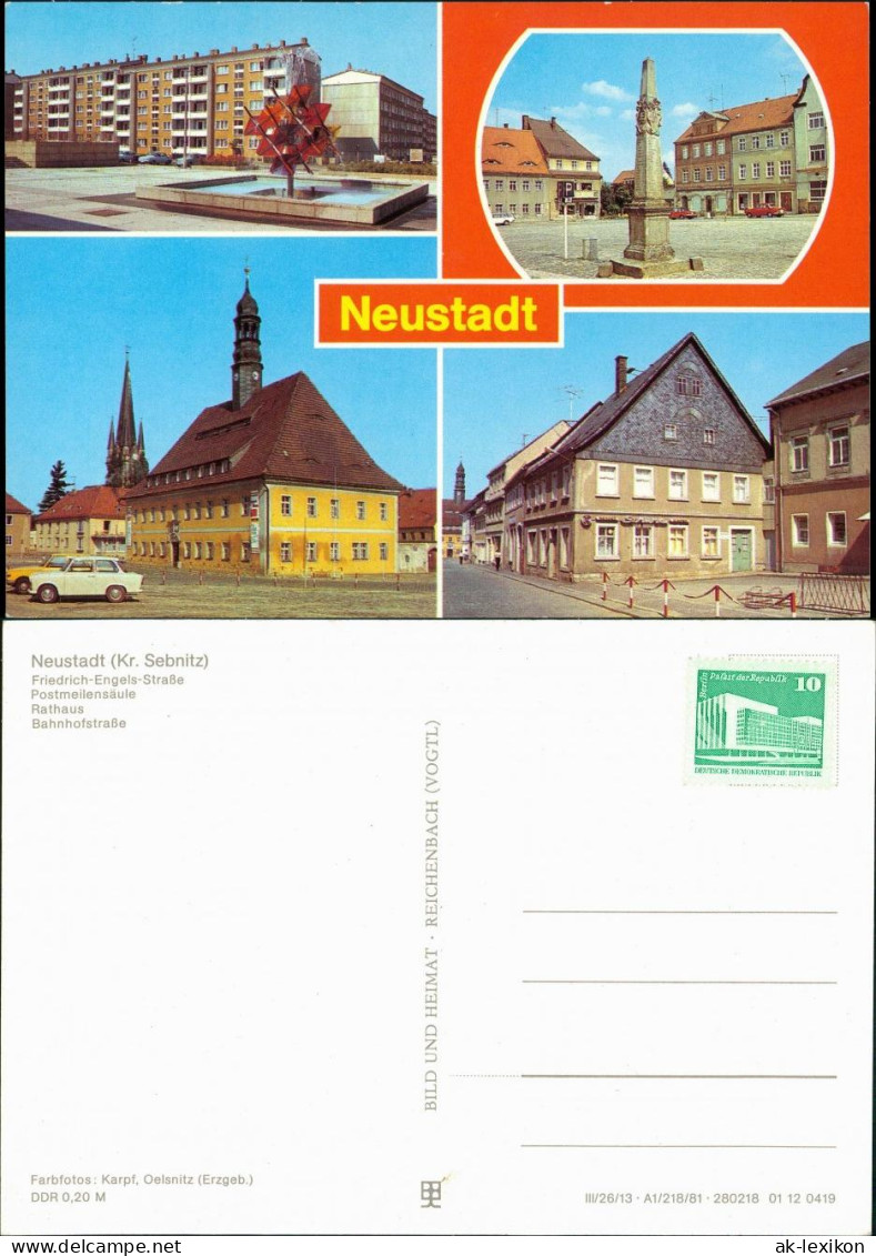 Neustadt (Sachsen) Friedrich-Engels-Straße, Postmeilensäule, Bahnhofstraße 1981 - Neustadt