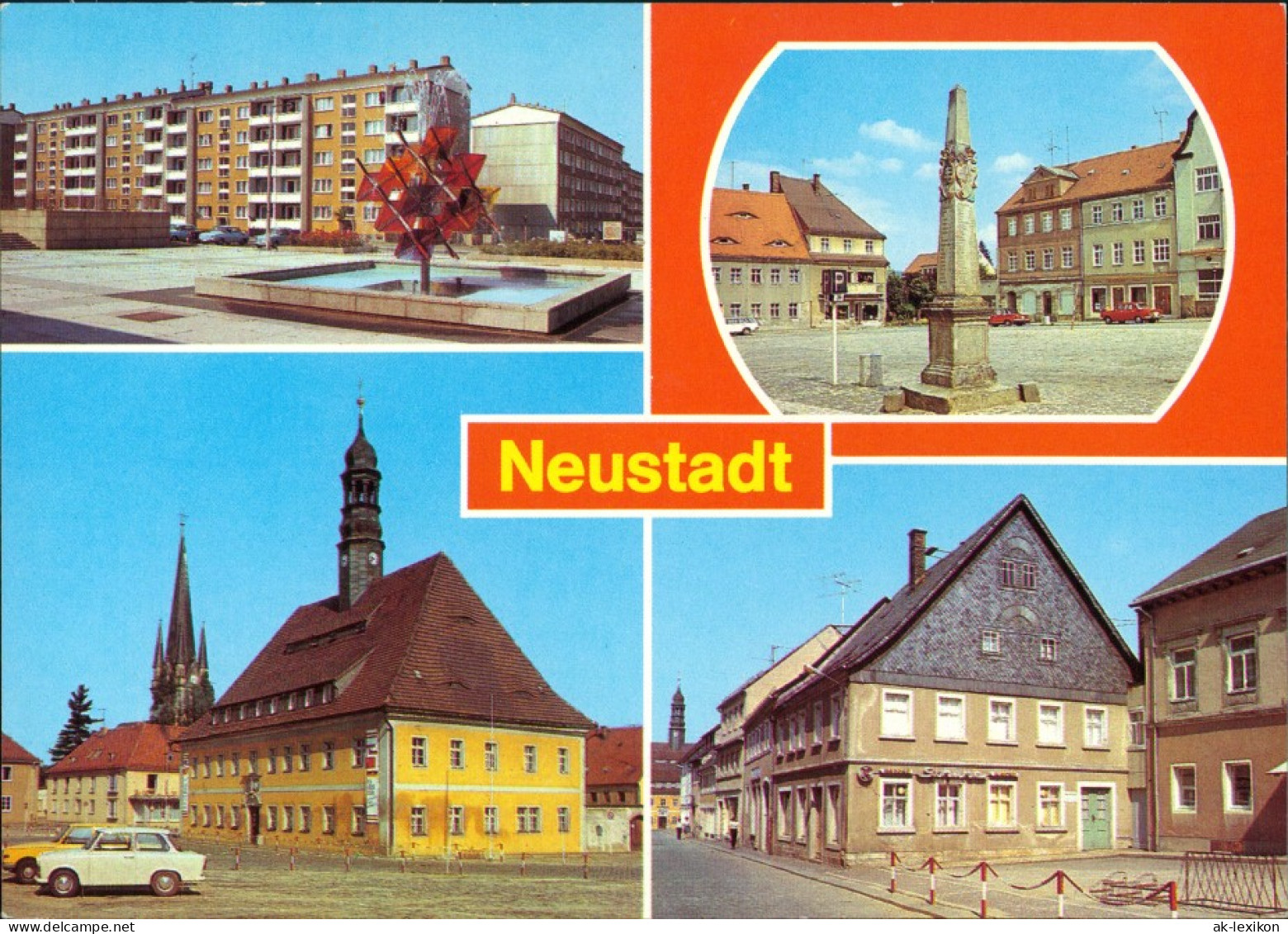 Neustadt (Sachsen) Friedrich-Engels-Straße, Postmeilensäule, Bahnhofstraße 1981 - Neustadt