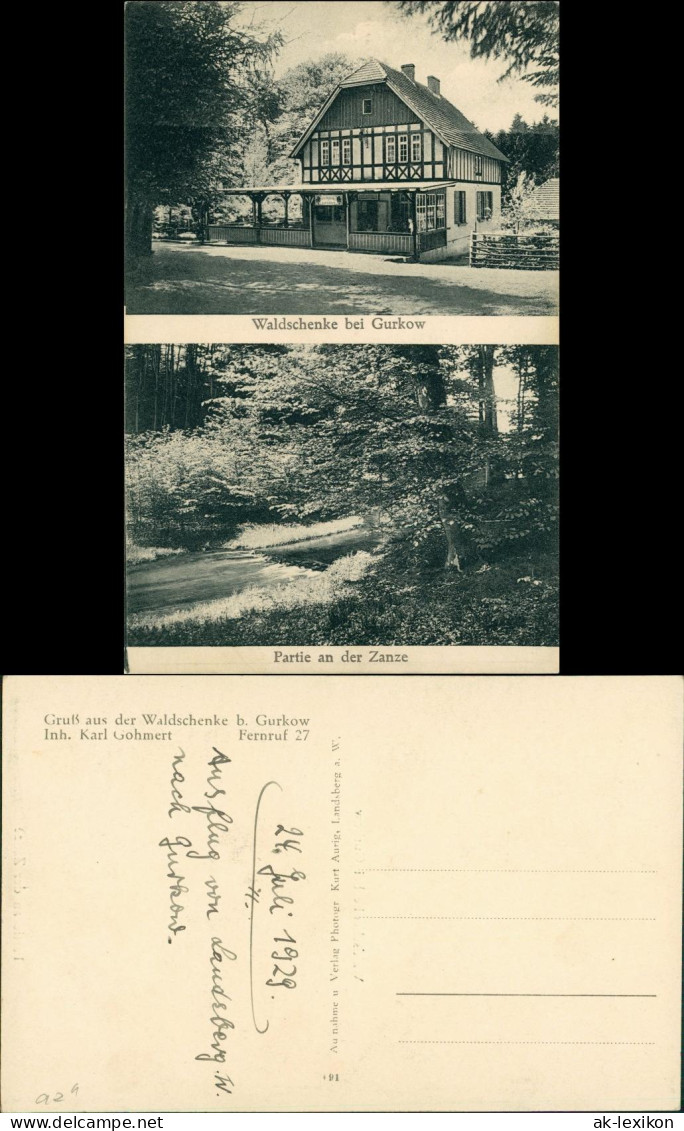 Postcard Gurkow Górki Notecki 2 Bild Waldschänke Umland 1929 - Neumark