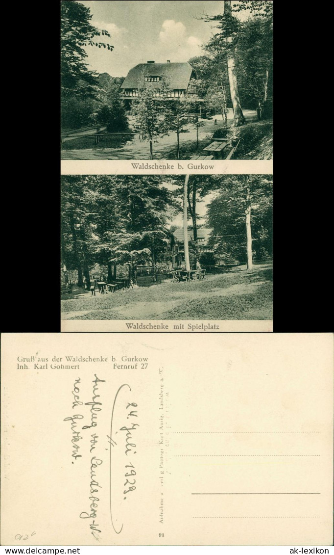 Postcard Gurkow Górki Notecki 2 Bild: Waldschenke 1929 - Neumark