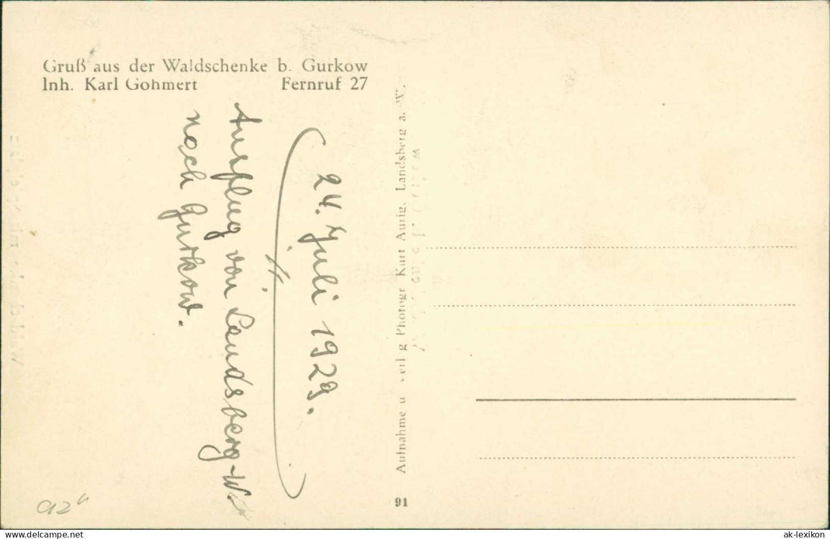 Postcard Gurkow Górki Notecki 2 Bild: Waldschenke 1929 - Neumark