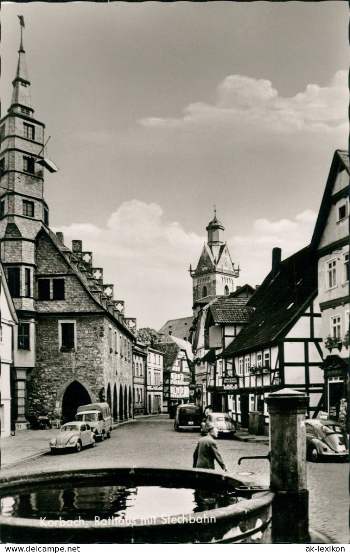 Ansichtskarte Korbach Straßenpartie Am Rathaus VW Käfer 1958 - Korbach