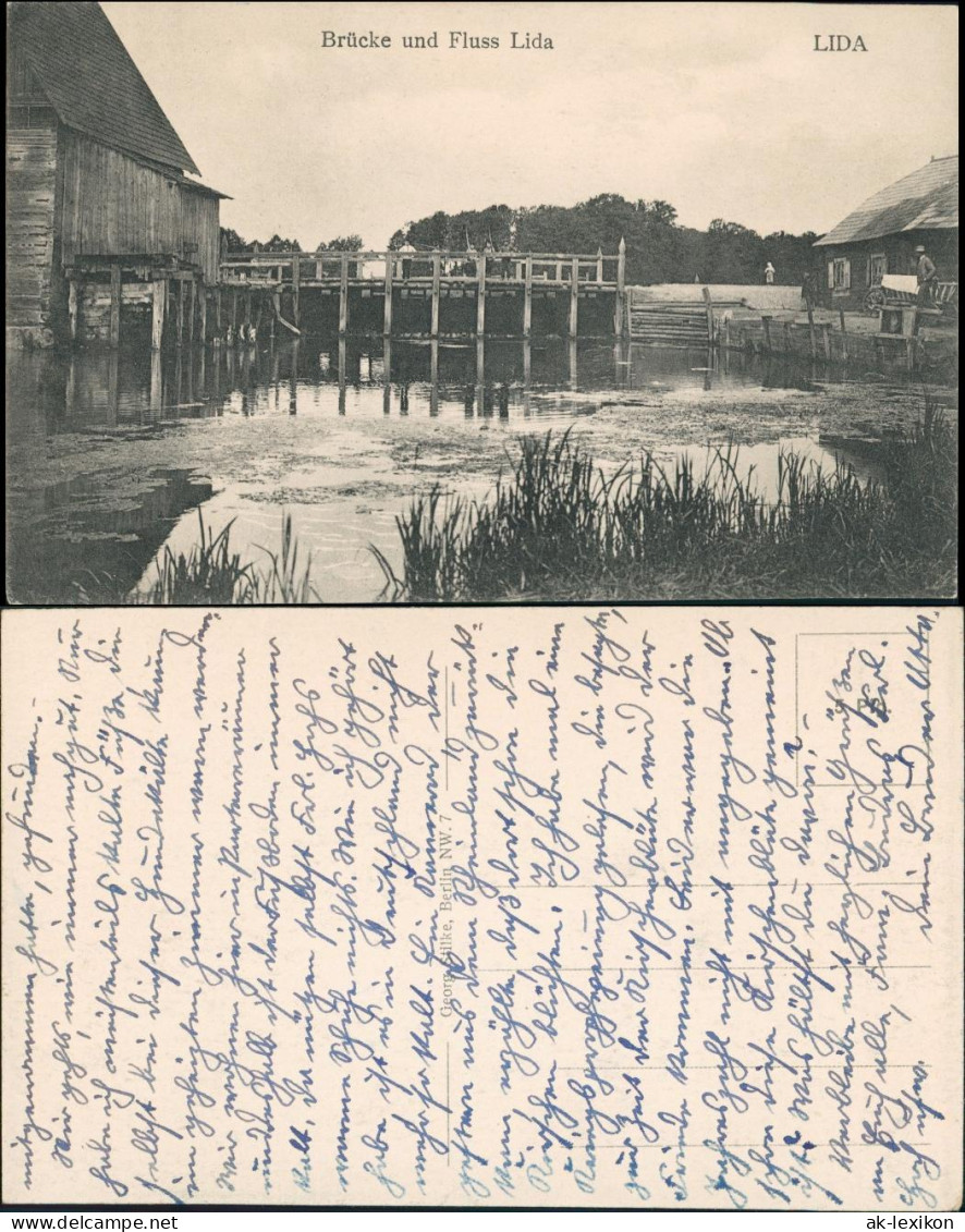 Postcard Lida Ліда Lyda Лида Brücke Am Fluß 1915 - Belarus