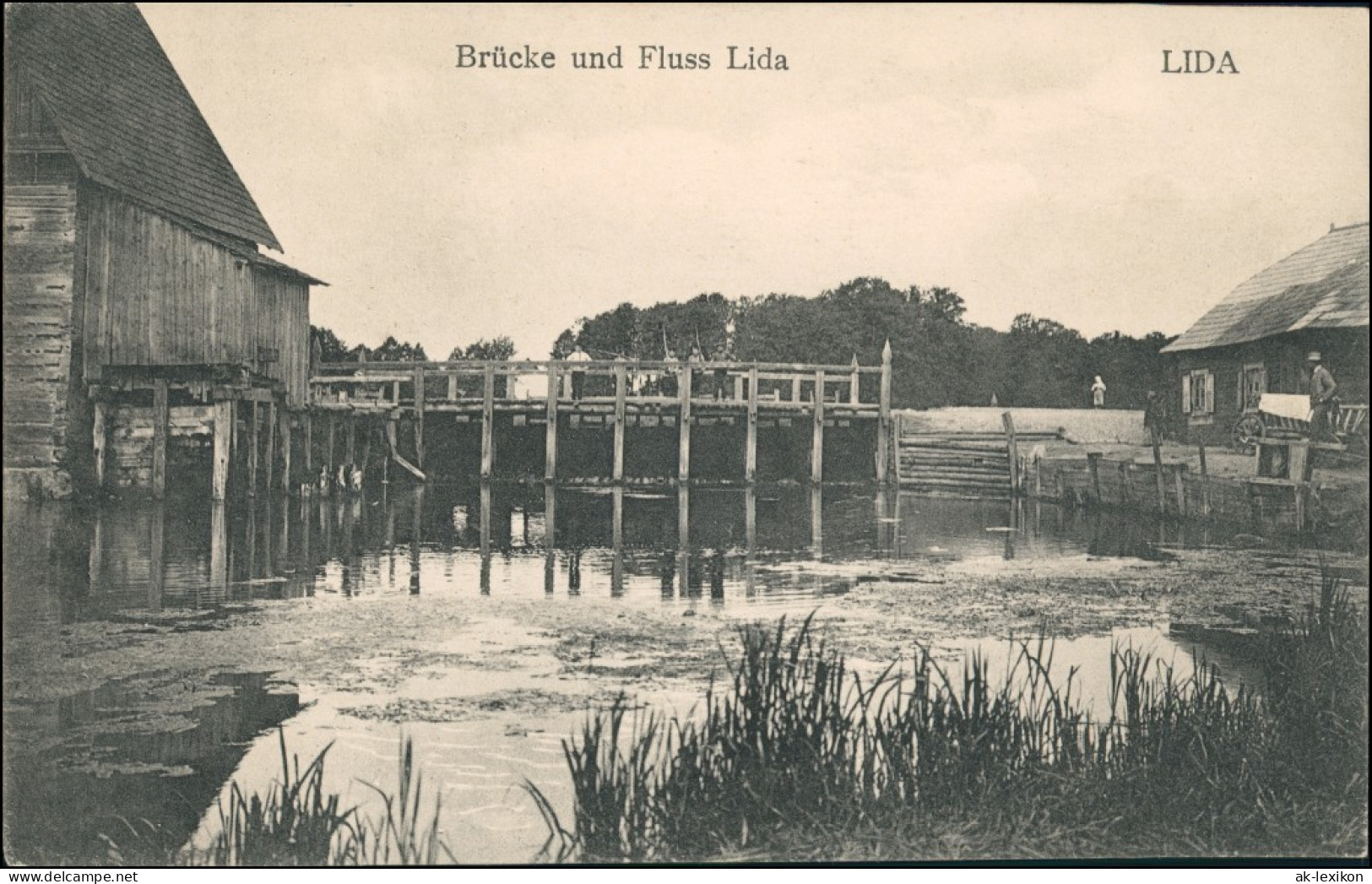 Postcard Lida Ліда Lyda Лида Brücke Am Fluß 1915 - Belarus