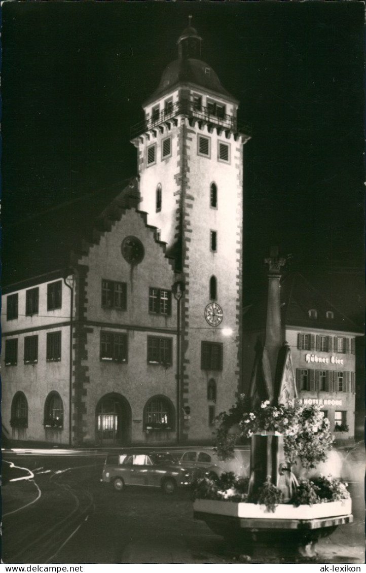 Ansichtskarte Mosbach (Baden) Hotel Und Rathaus Bei Nacht 1964 - Mosbach