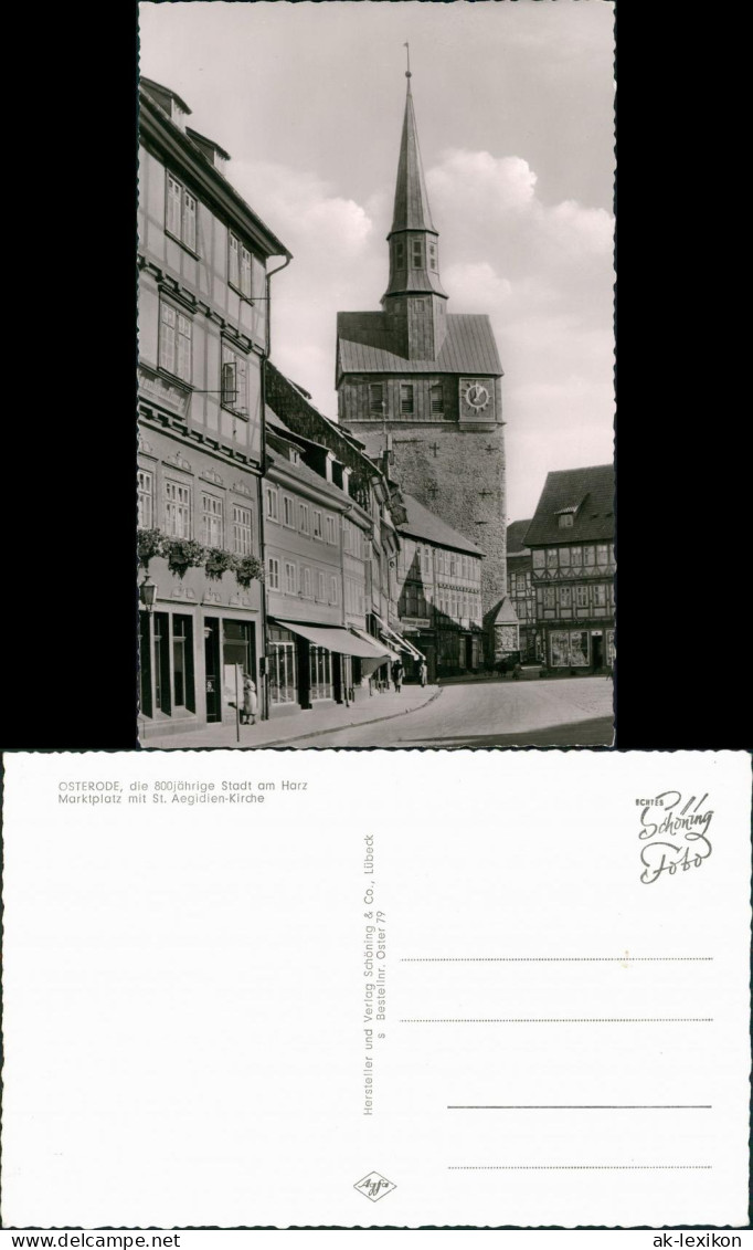 Ansichtskarte Osterode (Harz) Marktplatz Mit St. Aegidien-Kirche 1960 - Osterode