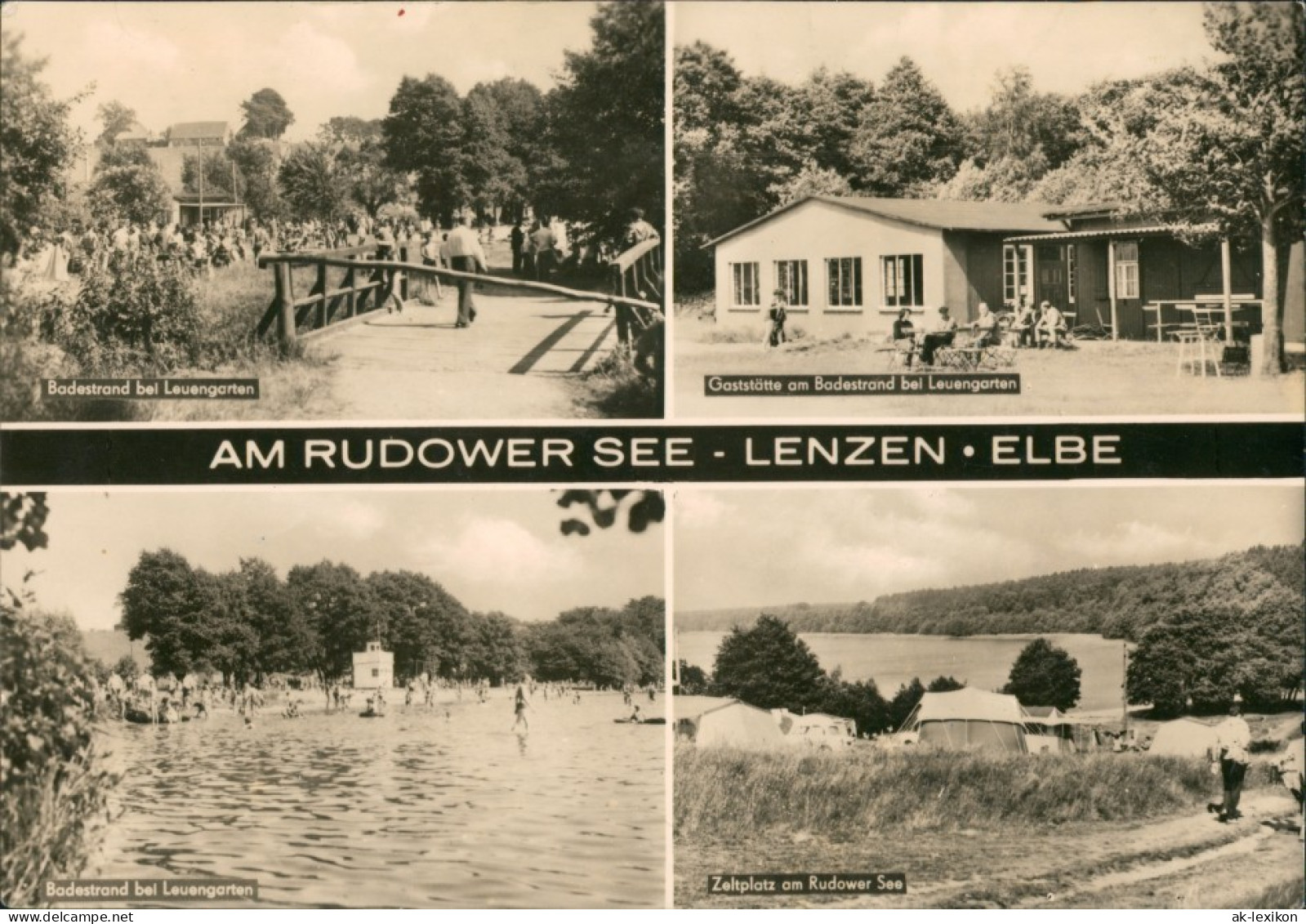 Lenzen (Elbe) DDR Mehrbild-AK Rudower See Badestrand Gaststätte Uvm. 1970 - Lenzen