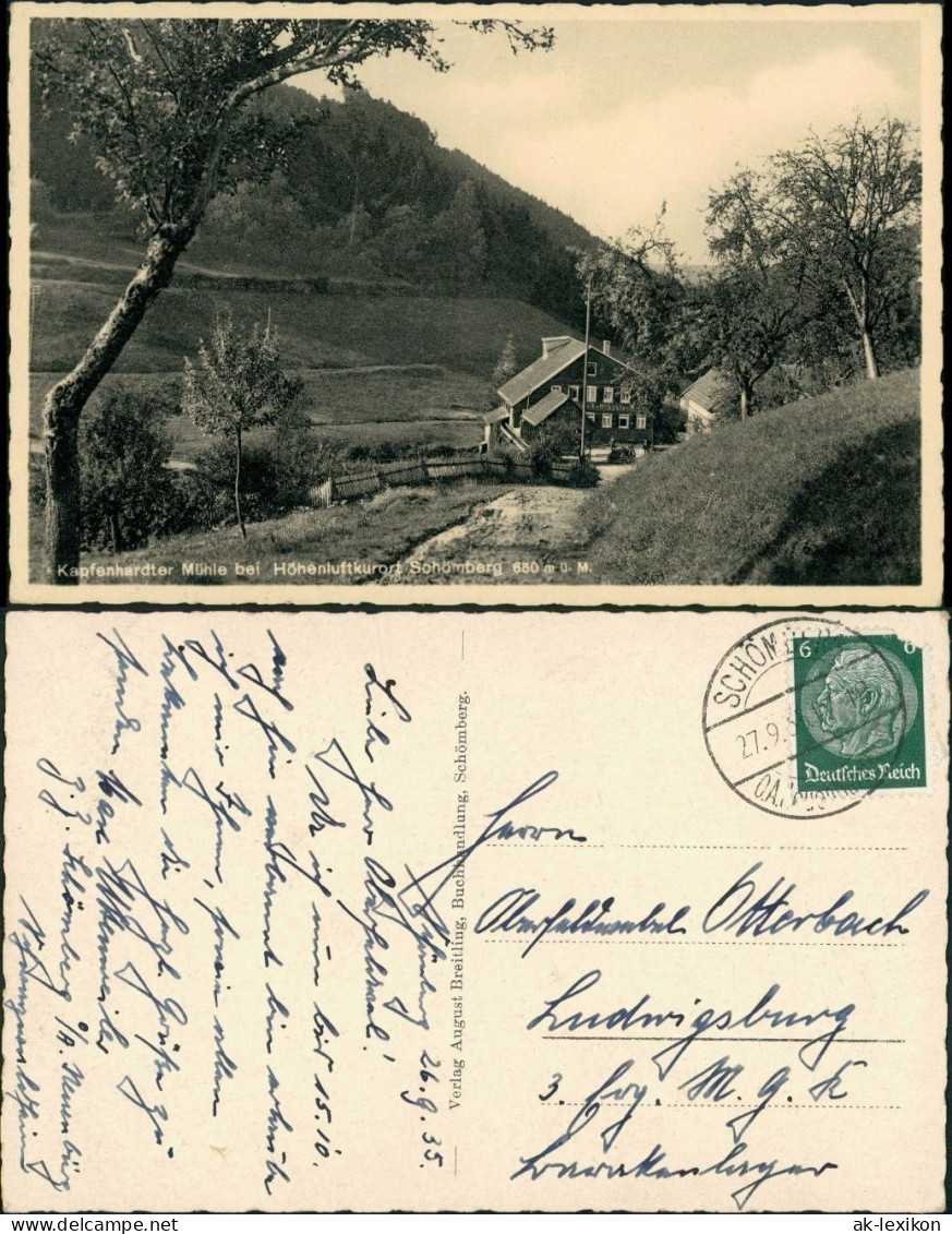 Ansichtskarte Schömberg (Schwarzwald) Kapfenhardter Mühle 1935 - Schömberg