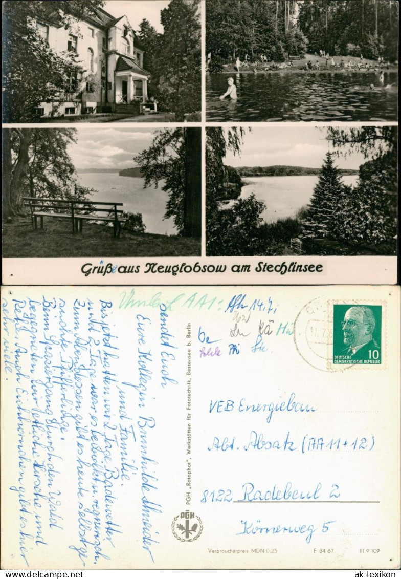 Neuglobsow-Stechlin DDR Mehrbild-AK 4 Ansichten Vom Stechlinsee 1967 - Neuglobsow