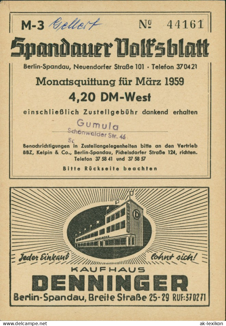 Spandau-Berlin Spandauer Heimatbild Haselhorst, Gartenfelder Straße 1959 - Spandau