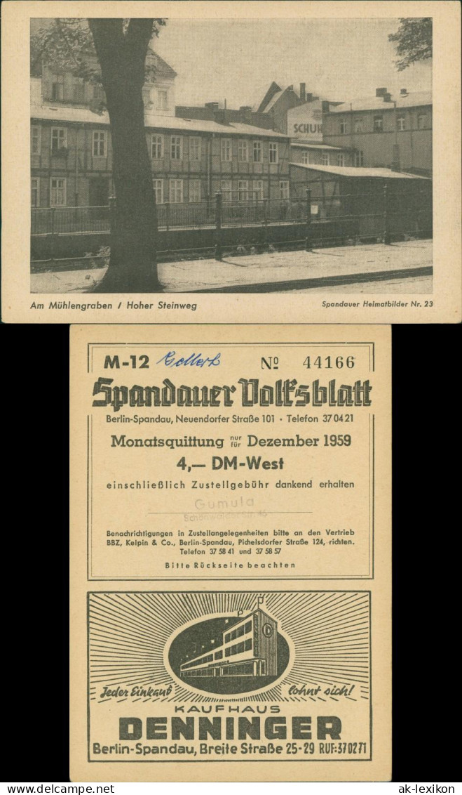 Spandau-Berlin Spandauer Heimatbild Am Mühlengraben / Hoher Steinweg 1959 - Spandau