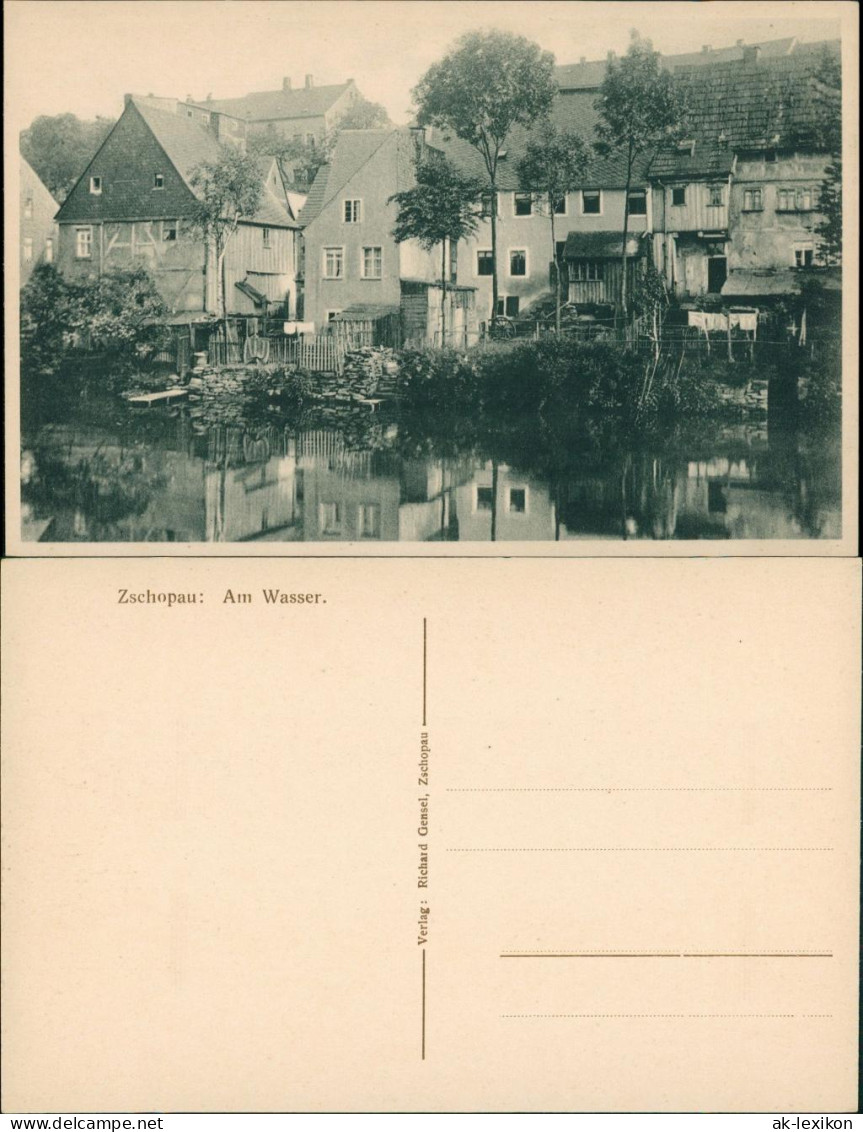 Ansichtskarte Zschopau Am Wasser - Häuser 1922 - Zschopau