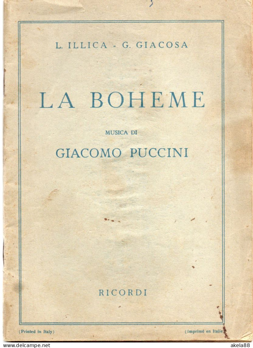 LA BOHEME - GIACOMO PUCCINI - ILLICA - GIACOSA - RICORDI - Teatro