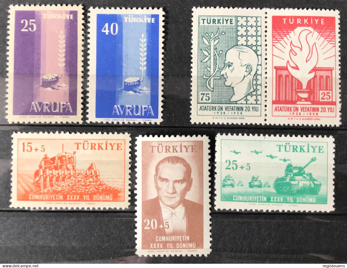 Lot De 7 Timbres Turquie 1958 - Nuovi