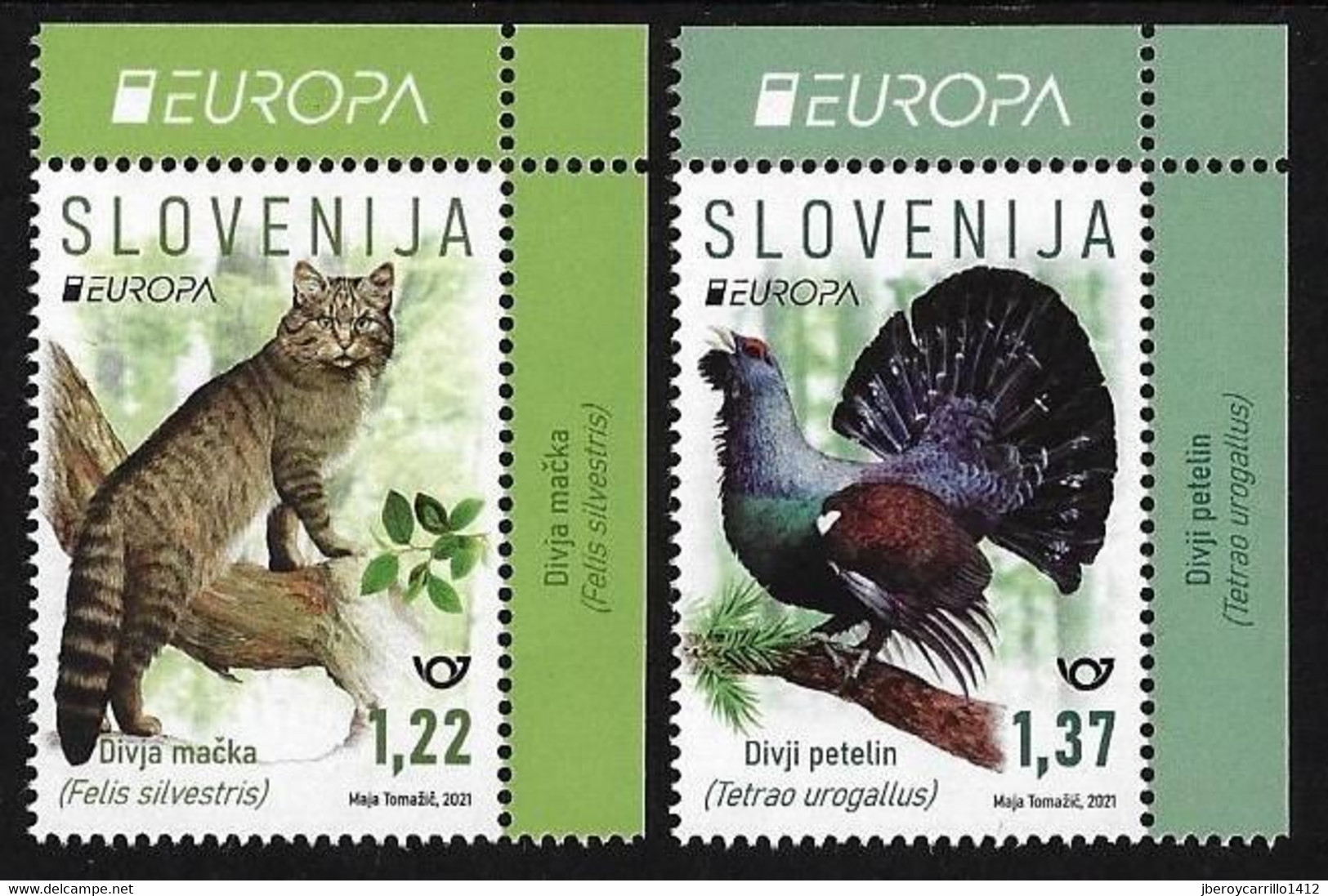 ESLOVENIA /SLOVENIA /SLOWENIEN  -EUROPA 2021 -ENDANGERED NATIONAL WILDLIFE"- SERIE De 2 V. - CH - EUR - A - 2021